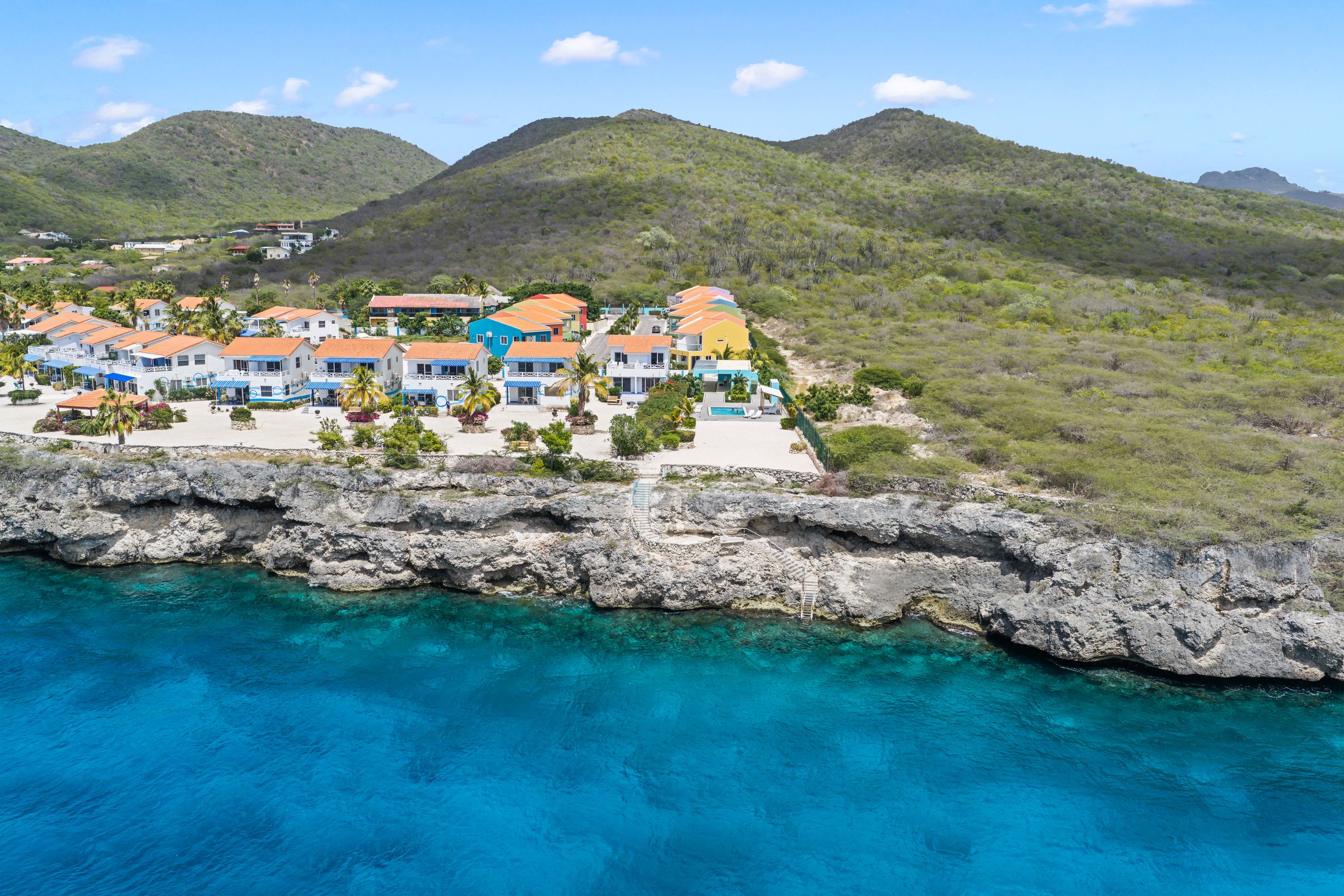 Punta Azul on the cliffs of Westpunt, Curaçao, seen from the air
